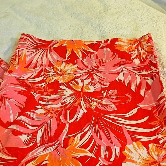 NWT Marc New York Linen Pull on Pant Elastic Waist Wide Leg Red Palm. Large - Picture 2 of 14